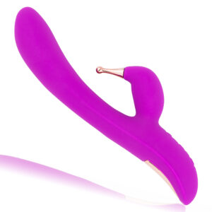 Podwójny wibrator stymulujący + 2 elastyczne silikonowe koncówki