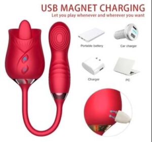 Róża rozkoszy 2 w 1 – liżąco wibrujący stymulator łechtaczki 3