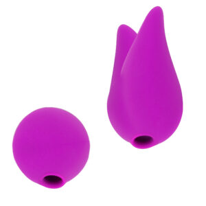 Podwójny wibrator stymulujący + 2 elastyczne silikonowe koncówki 2