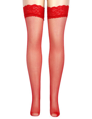 Pończochy samonośne kabaretki, koronkowe, duże oczka 2