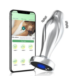 Metalowy korek analny, masażer prostaty sterowany za pomocą aplikacji