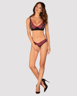 Komplet biustonosz i otwarte stringi Rosenty 2-częściowy otwarty