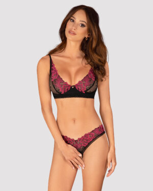 Komplet biustonosz i otwarte stringi Rosenty 2-częściowy otwarty